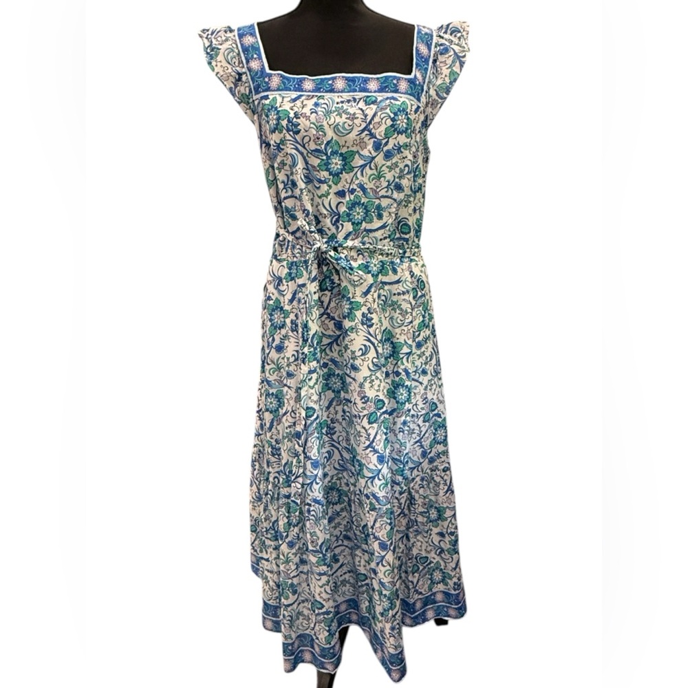 Talbots Blue and White Floral Midi Dress